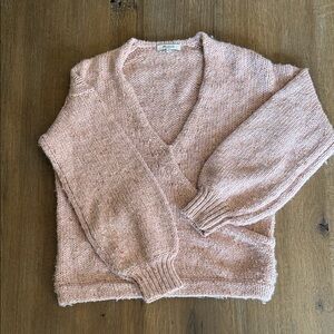 Women’s Pink V-Neck Knit Sweater